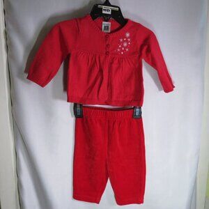 Red Snowflake Sweater & Velour Pants 3 months Mixed Set